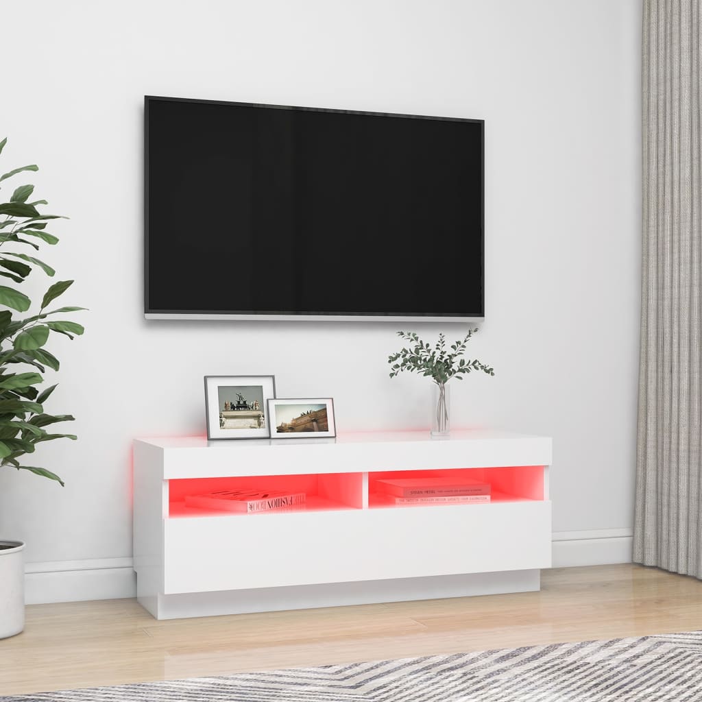 vidaXL TV omarica z LED lučkami bela 100x35x40 cm