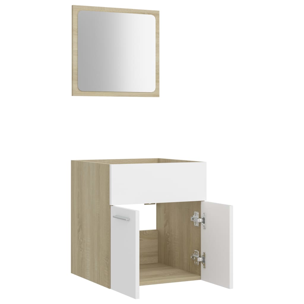 vidaXL 2-delni komplet kopalniškega pohištva bel in sonoma hrast