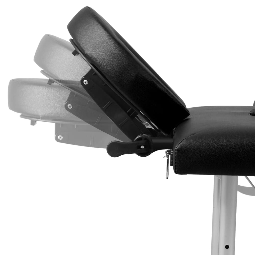 vidaXL Zložljiva masažna miza 4 cone z aluminijastim okvirjem črna
