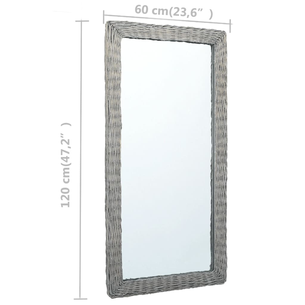 vidaXL Ogledalo 120x60 cm s pletenim okvirjem