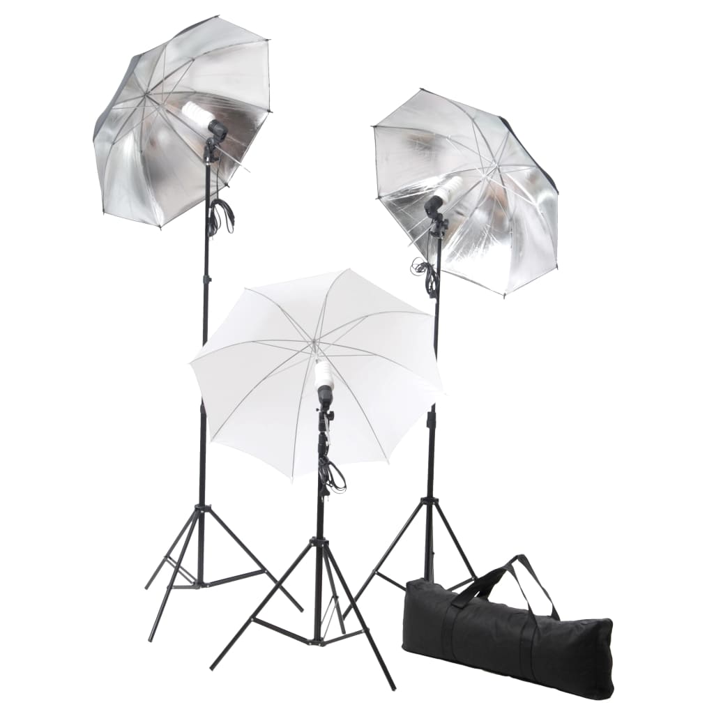 vidaXL Komplet za studijsko osvetlitev: 24 W s stojali in dežniki