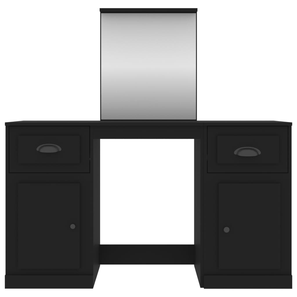 vidaXL Toaletna mizica z ogledalom črna 130x50x132,5 cm