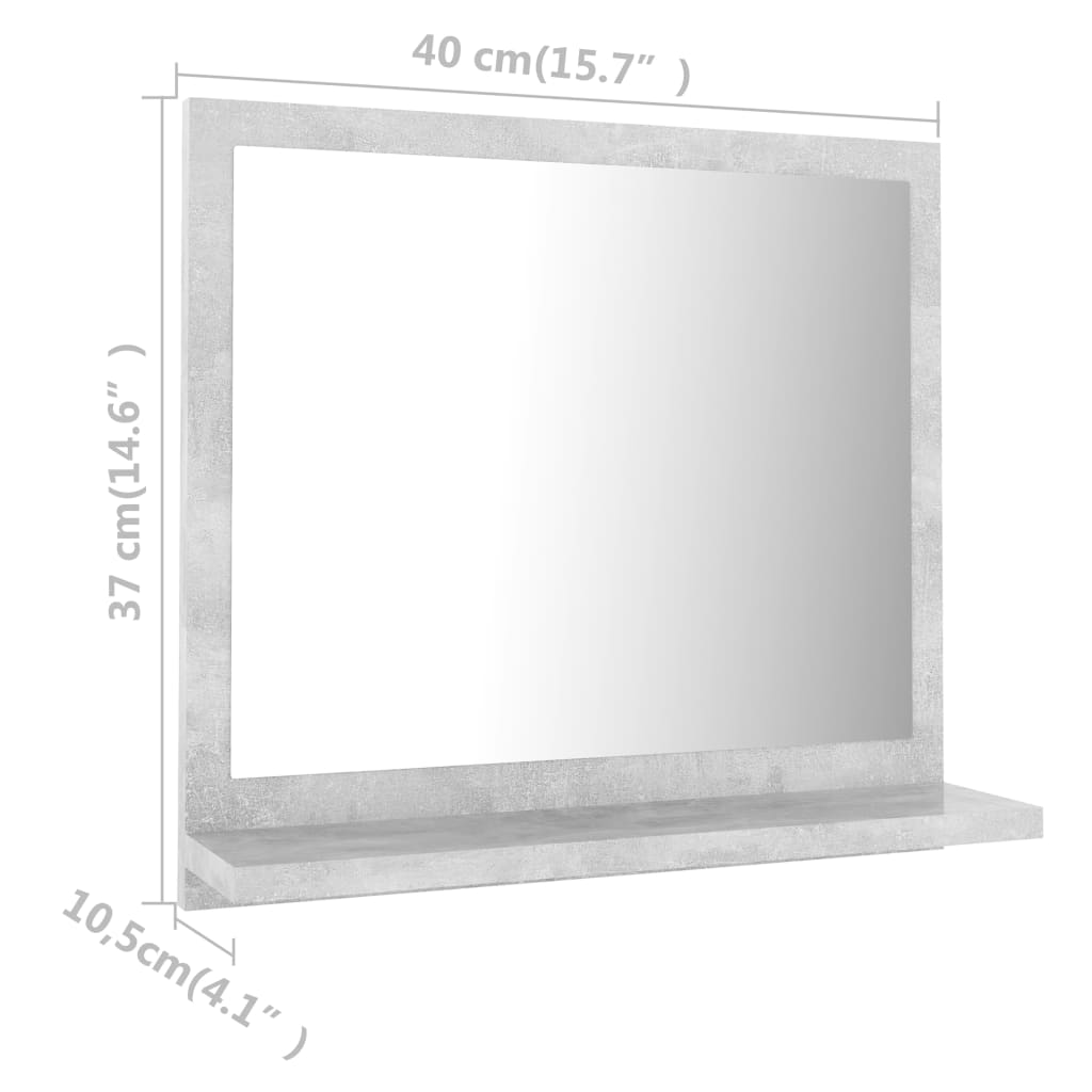 vidaXL Kopalniško ogledalo betonsko sivo 40x10,5x37 cm iverna plošča