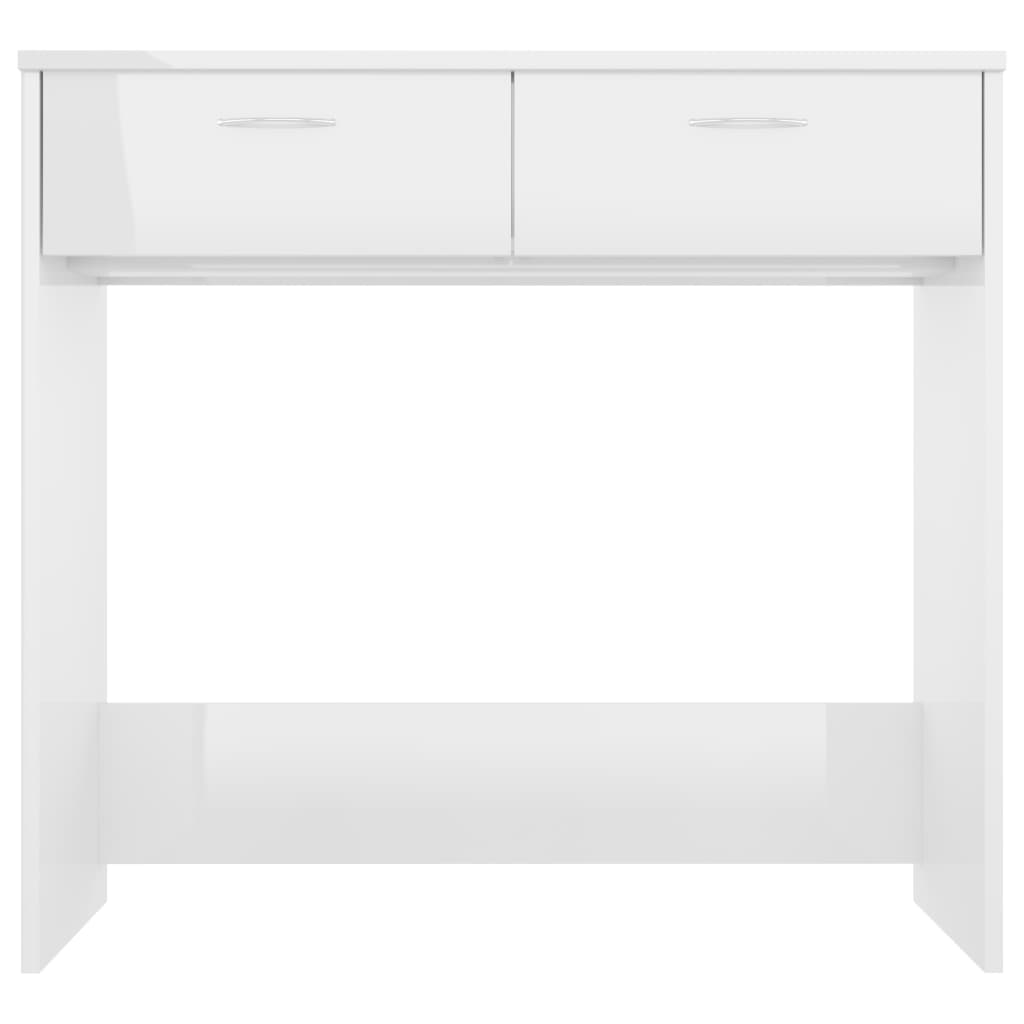 vidaXL Pisalna miza visok sijaj bela 80x40x75 cm iverna plošča