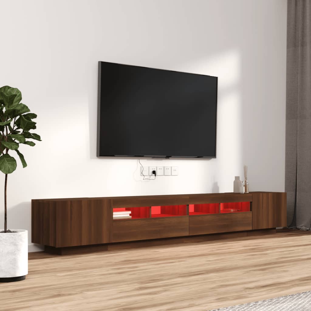 vidaXL Komplet TV omaric LED 3-delni rjav hrast inženirski les