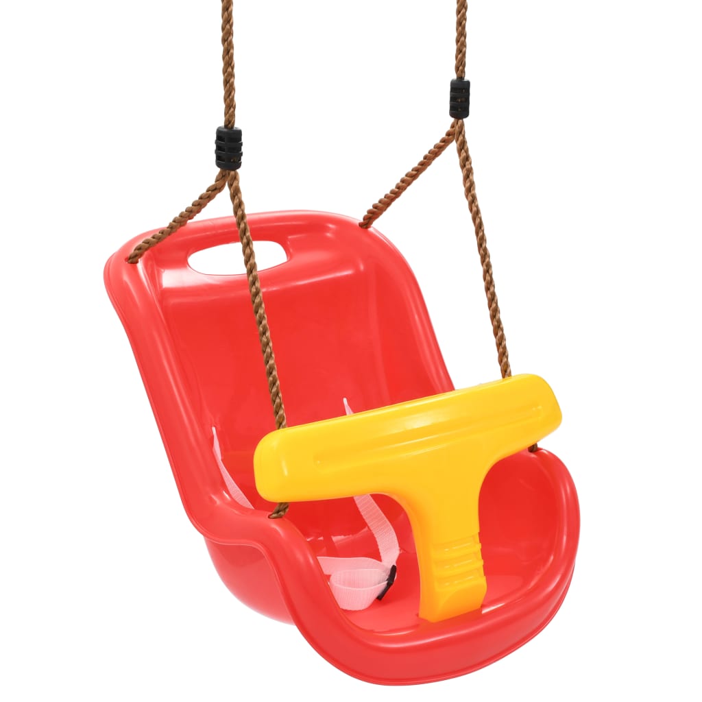 vidaXL Otroška gugalnica z varnostnim pasom PP rdeča
