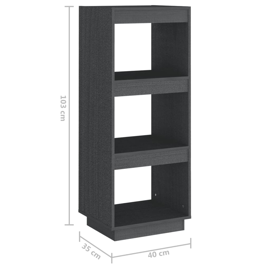 vidaXL Knjižna omara za razdelitev prostora siva 40x35x103 cm borovina