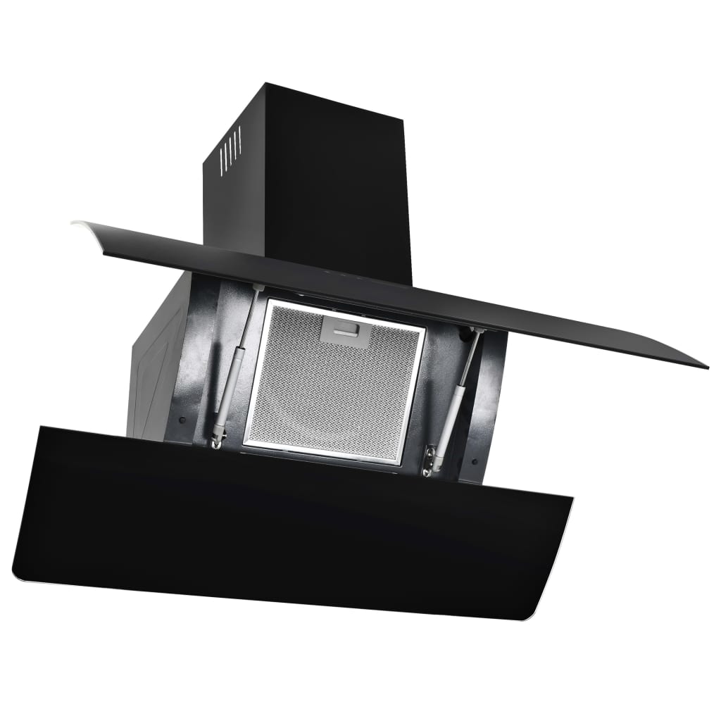 vidaXL Stenska kuhinjska napa nerjaveče jeklo 756 m³/h 90 cm črna