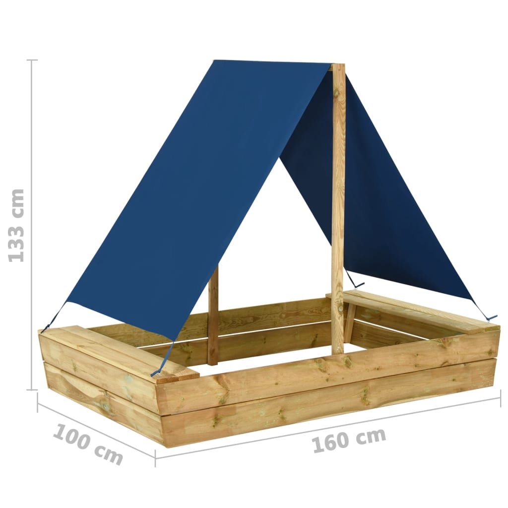 vidaXL Peskovnik s streho 160x100x133 cm impregnirana borovina
