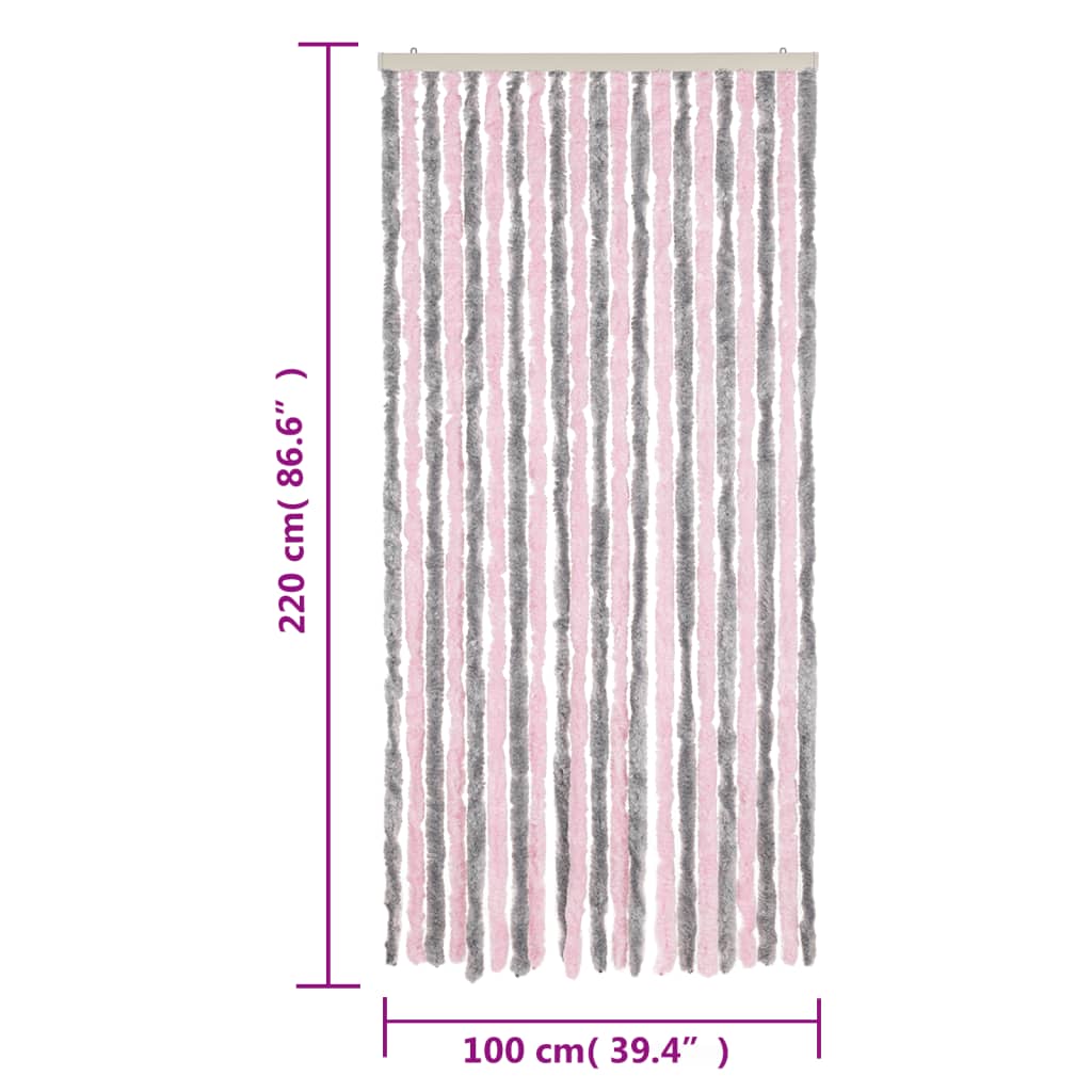 vidaXL Zavesa proti mrčesu srebrno siva in roza 100x220 cm šenilja