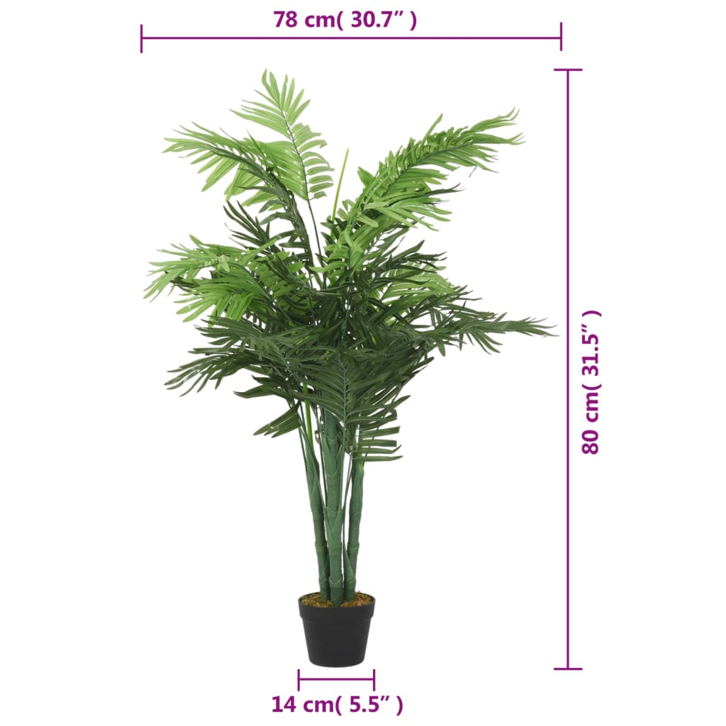 vidaXL Umetna palma 18 listov 80 cm zelena