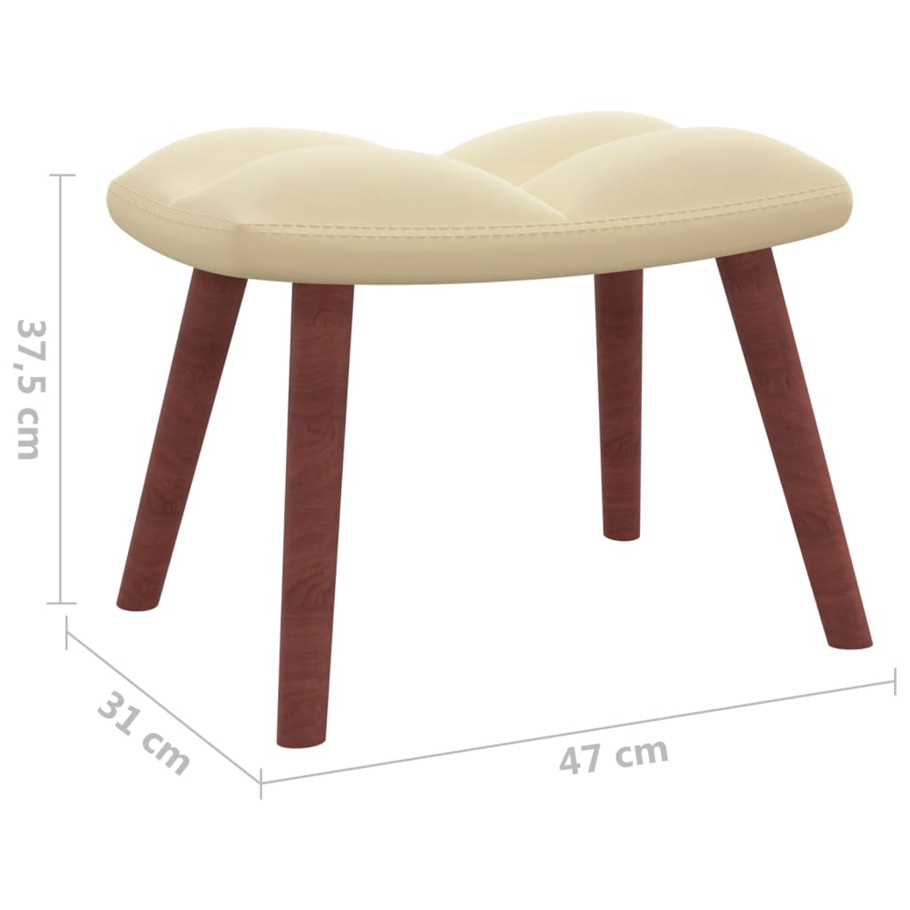 vidaXL Gugalni stol s stolčkom kremno bel žamet