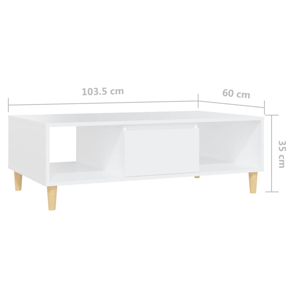 vidaXL Klubska mizica bela 103,5x60x35 cm iverna plošča