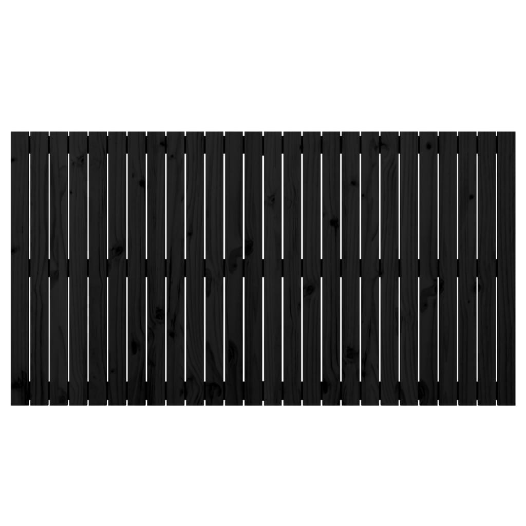 vidaXL Stensko posteljno vzglavje črno 166x3x90 cm trdna borovina