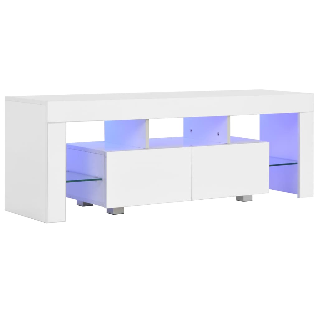 vidaXL TV omarica z LED svetilkami visok sijaj bela 130x35x45 cm
