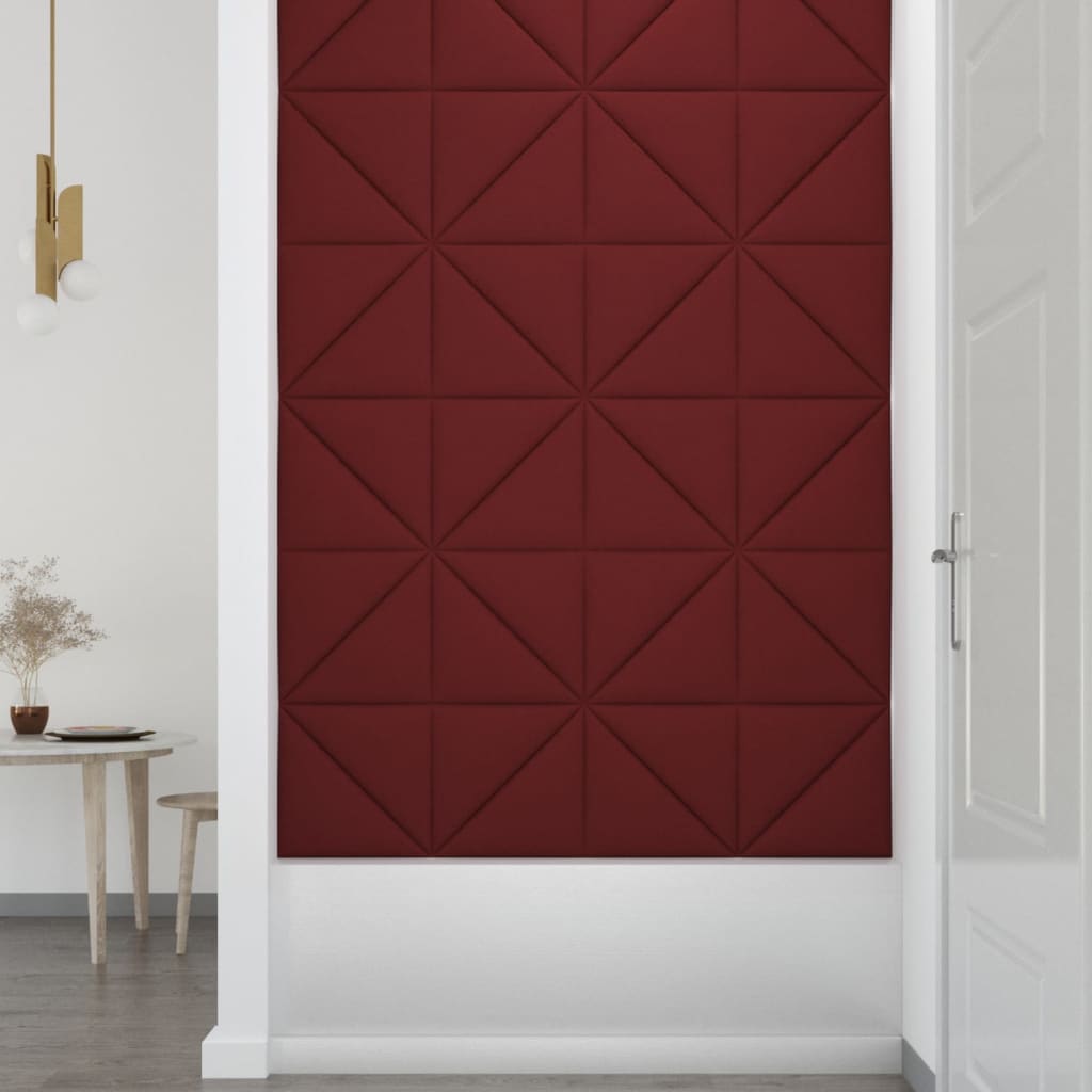 vidaXL Stenski paneli 12 kosov vinsko rdeči 30x30 cm blago 0,54 m²
