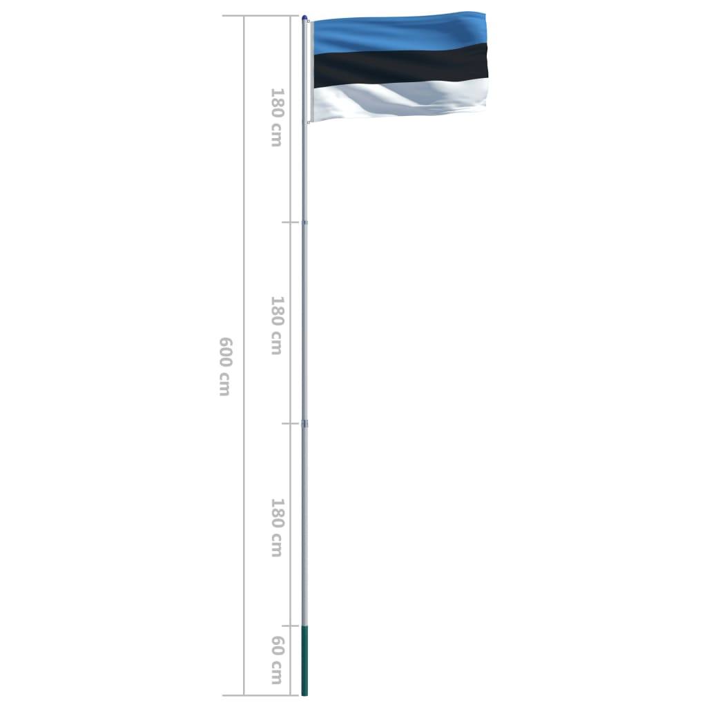 vidaXL Zastava Estonije in aluminijast zastavni drog 6 m