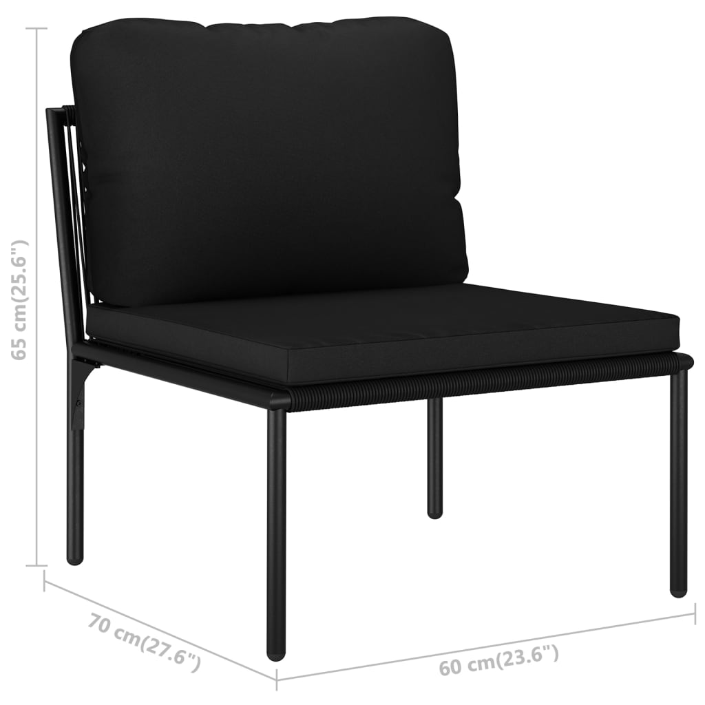 vidaXL Vrtna sedežna garnitura z blazinami 8-delna črna PVC