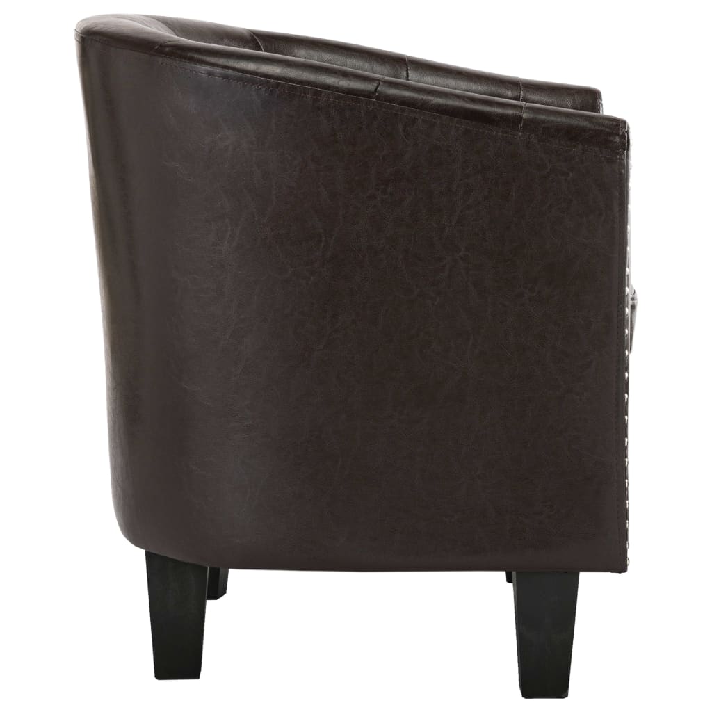 vidaXL Tubast stol iz rjavega umetnega usnja