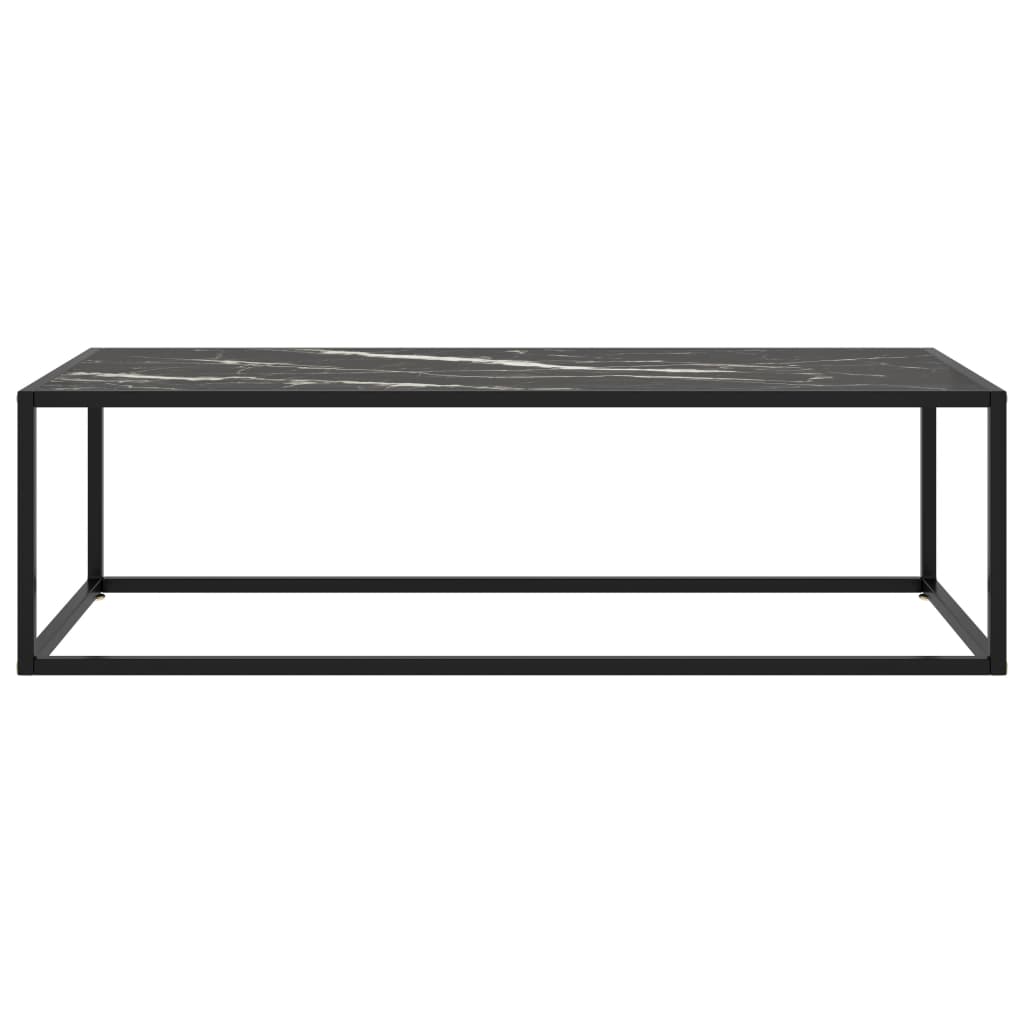 vidaXL Klubska mizica črna s črnim marmornim steklom 120x50x35 cm