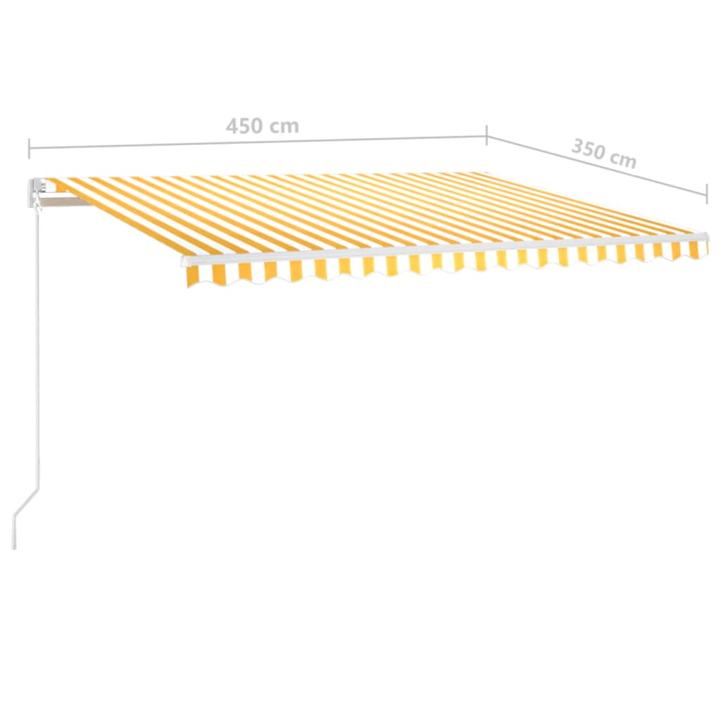 vidaXL Ročno zložljiva tenda z LED lučmi 450x350 cm rumena in bela