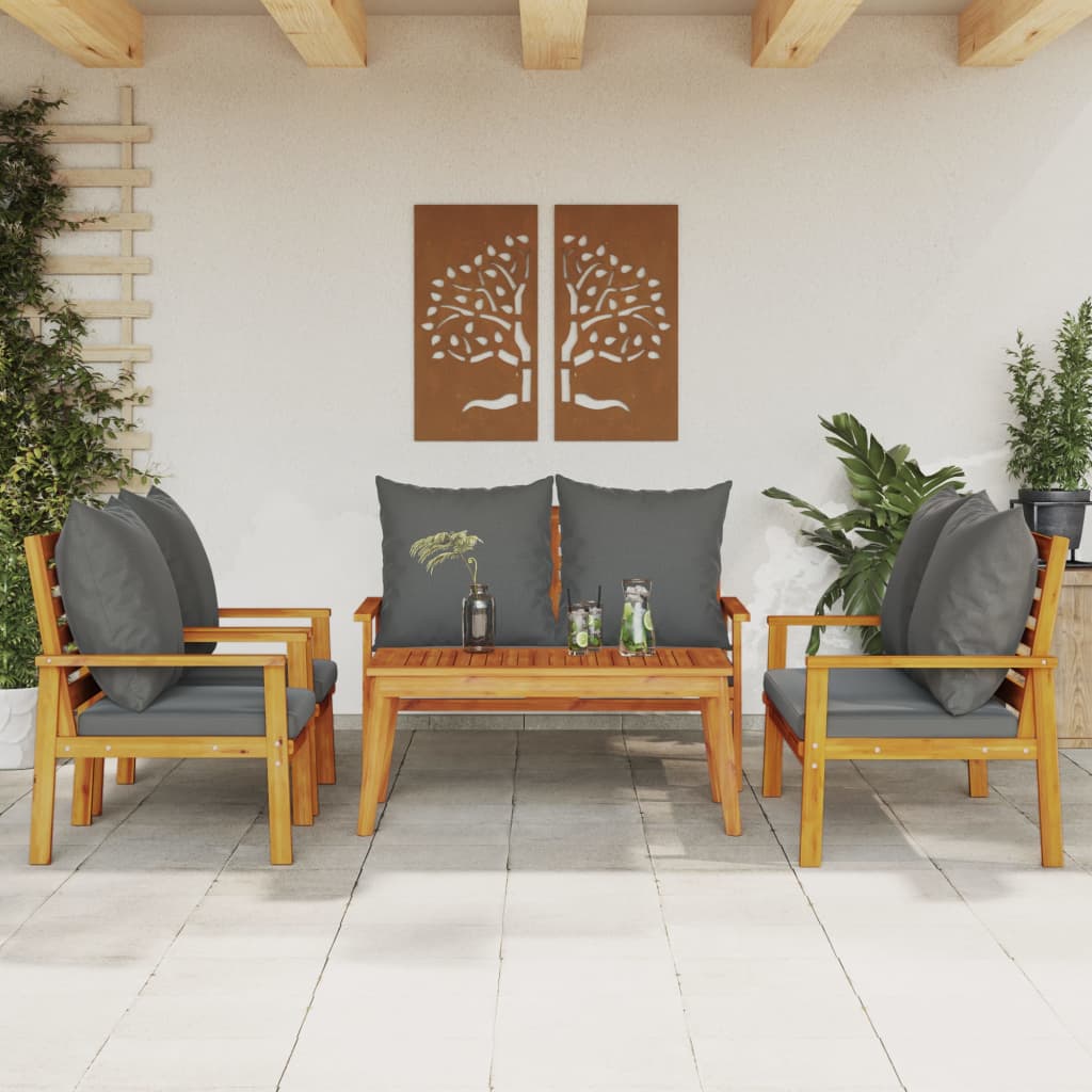 vidaXL Vrtna lounge garnitura z blazinami 5-delna trden akacijev les