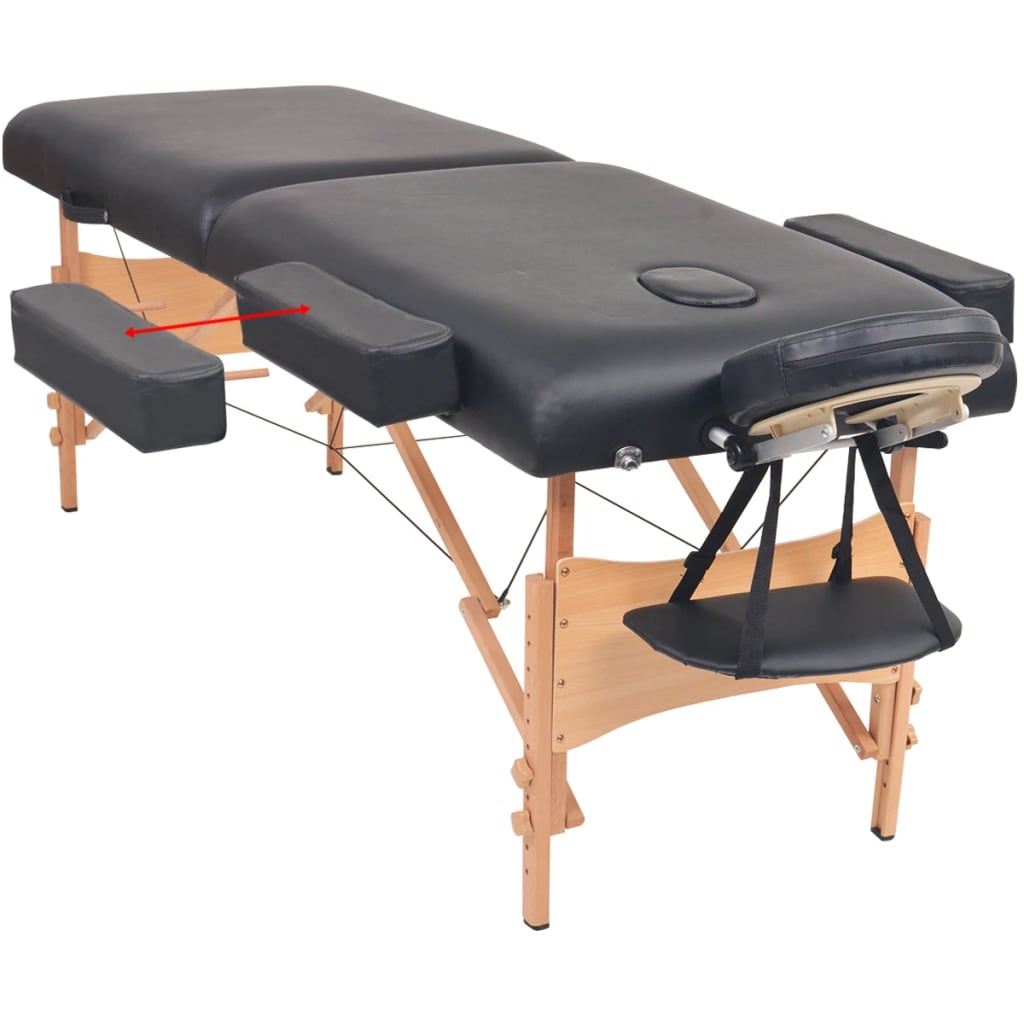 vidaXL 2-conska zložljiva masažna miza in stolček debeline 10 cm črna