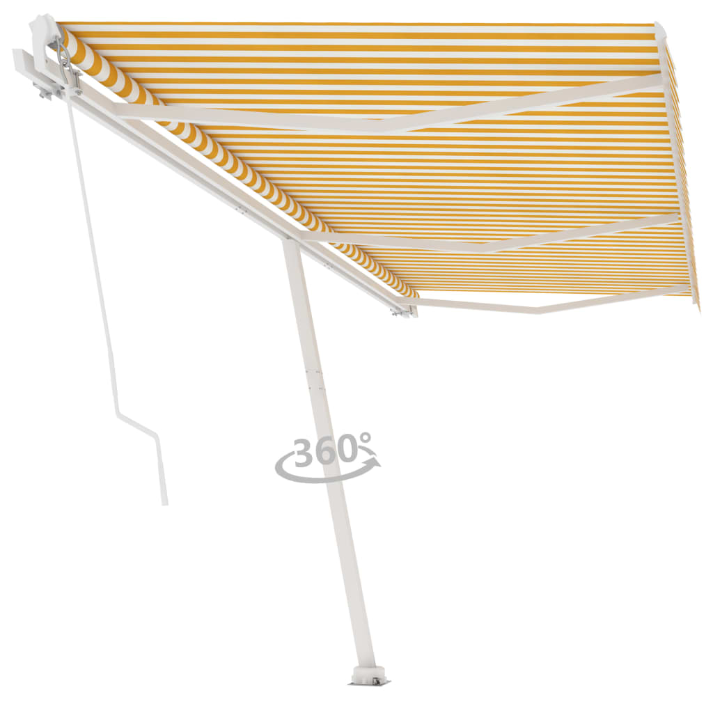 vidaXL Prostostoječa ročno zložljiva tenda 600x350 cm rumena/bela