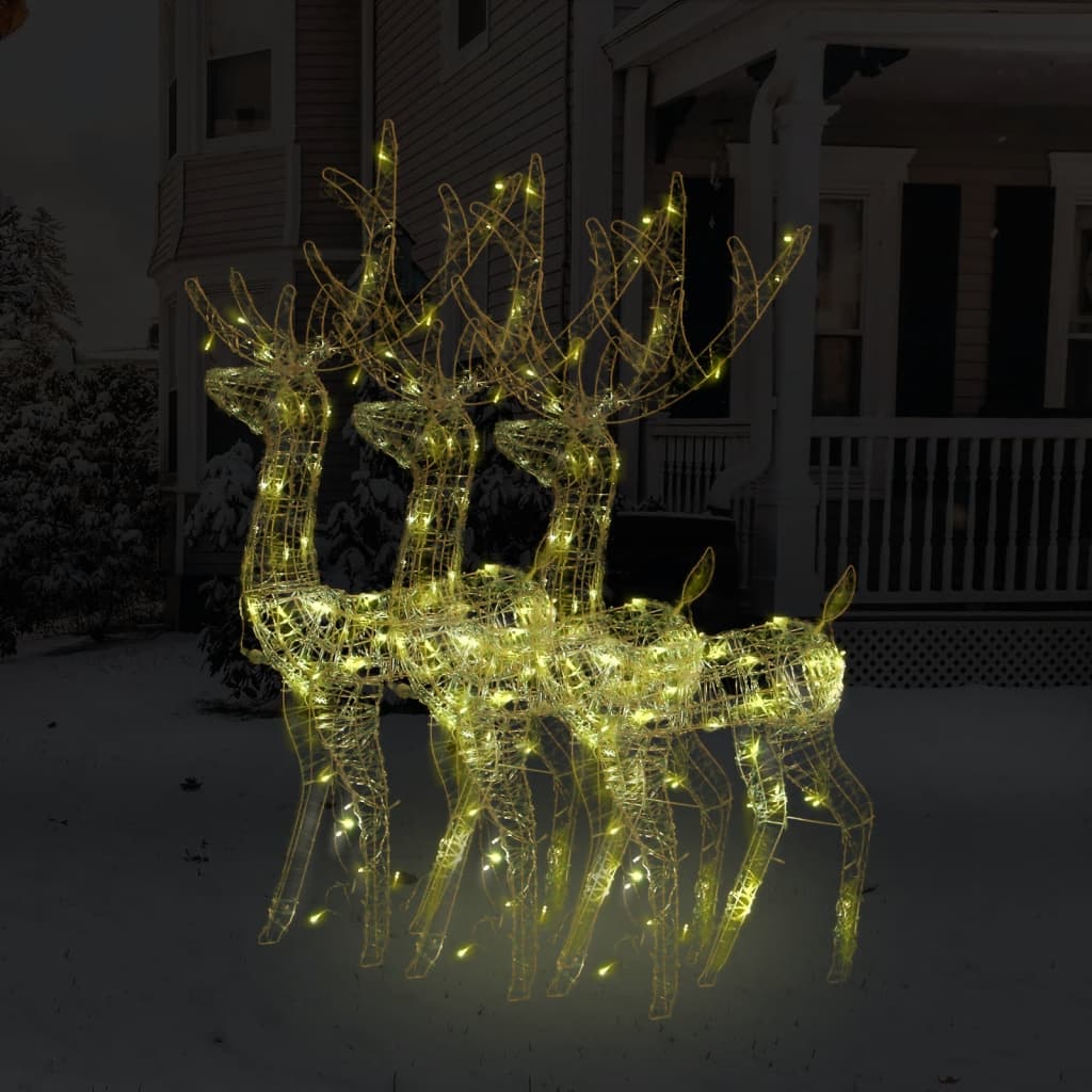 vidaXL Božični severni jeleni iz akrila 3 kosi 120 cm toplo beli