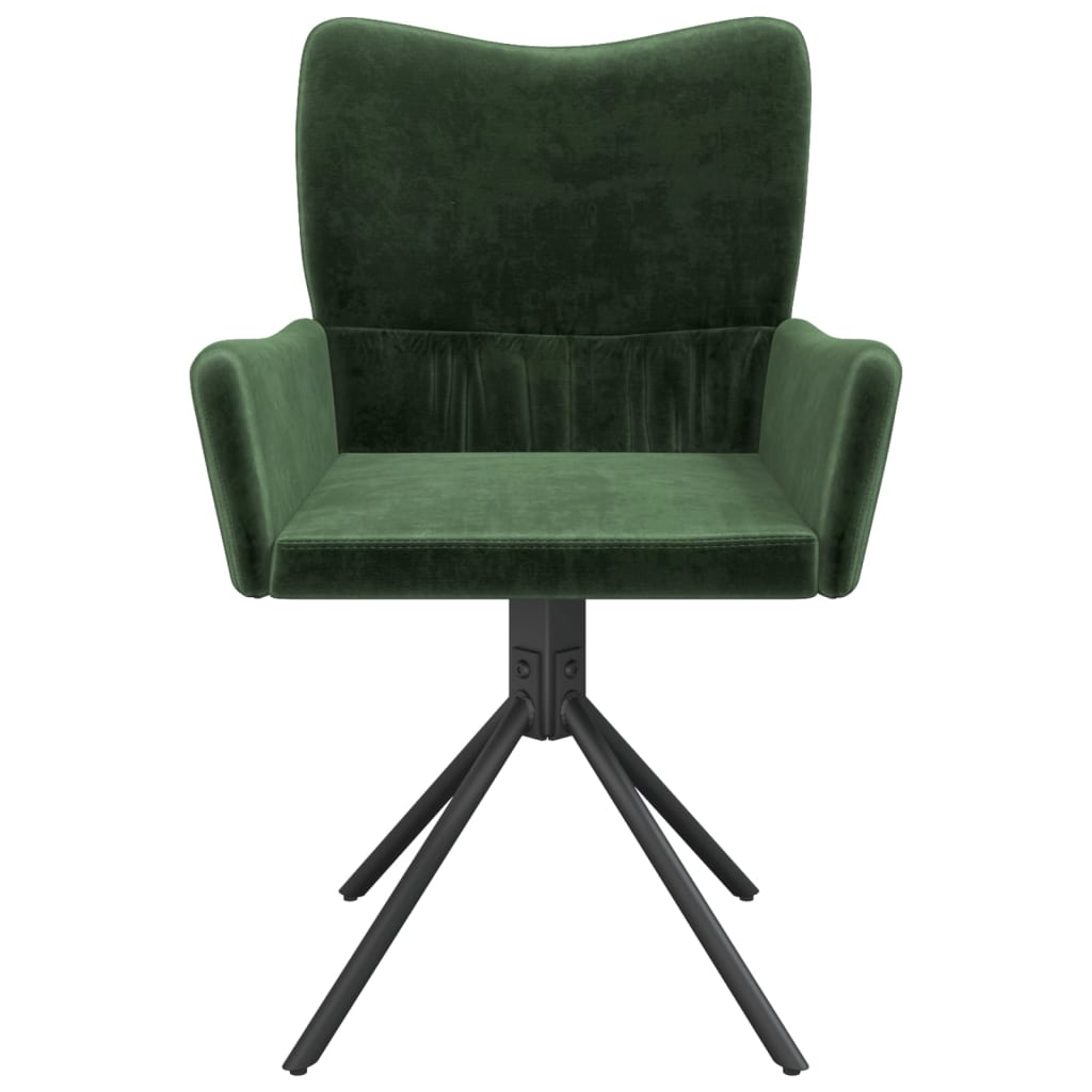 vidaXL Vrtljiv jedilni stol 2 kosa temno zelen žamet