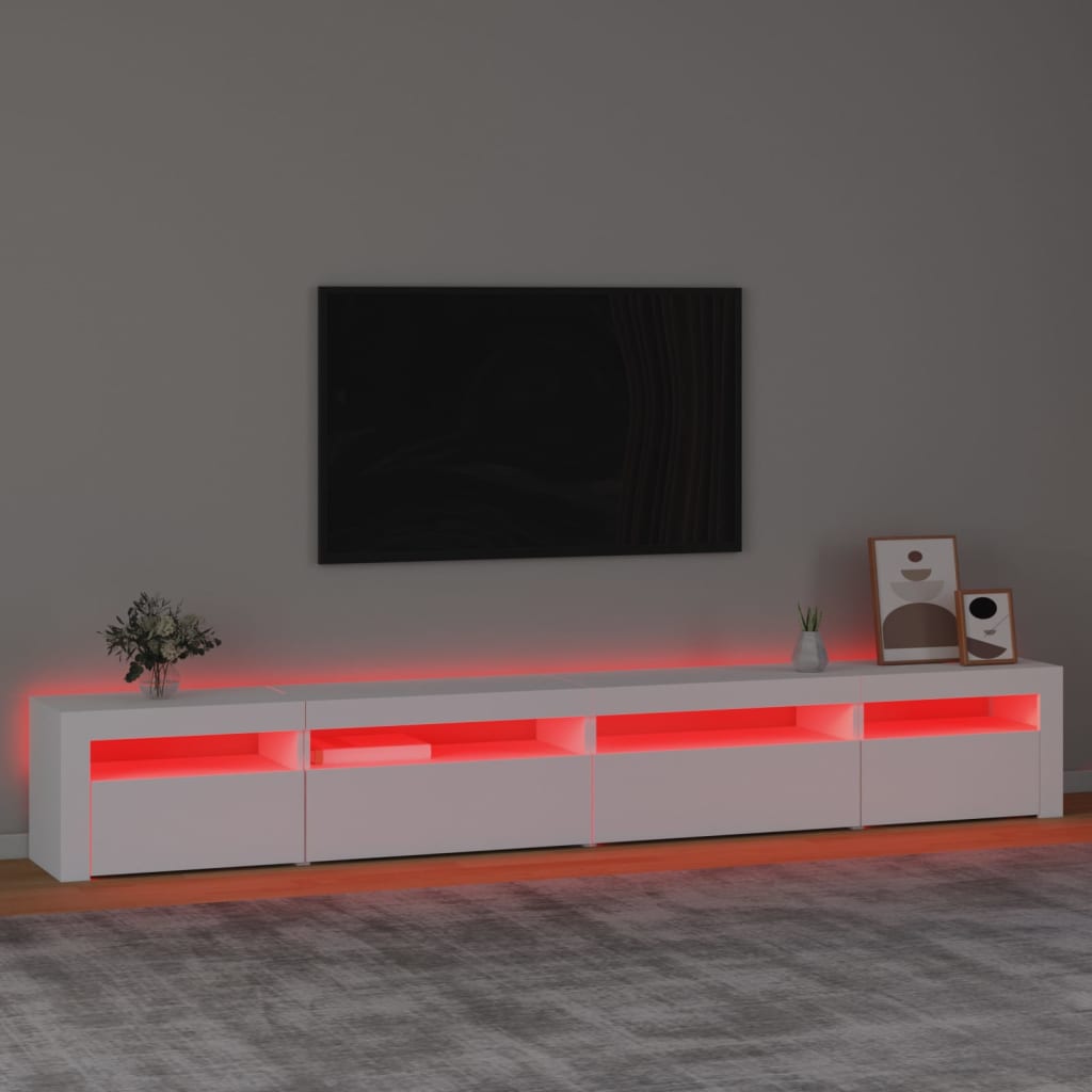 vidaXL TV omarica z LED lučkami bela 270x35x40 cm