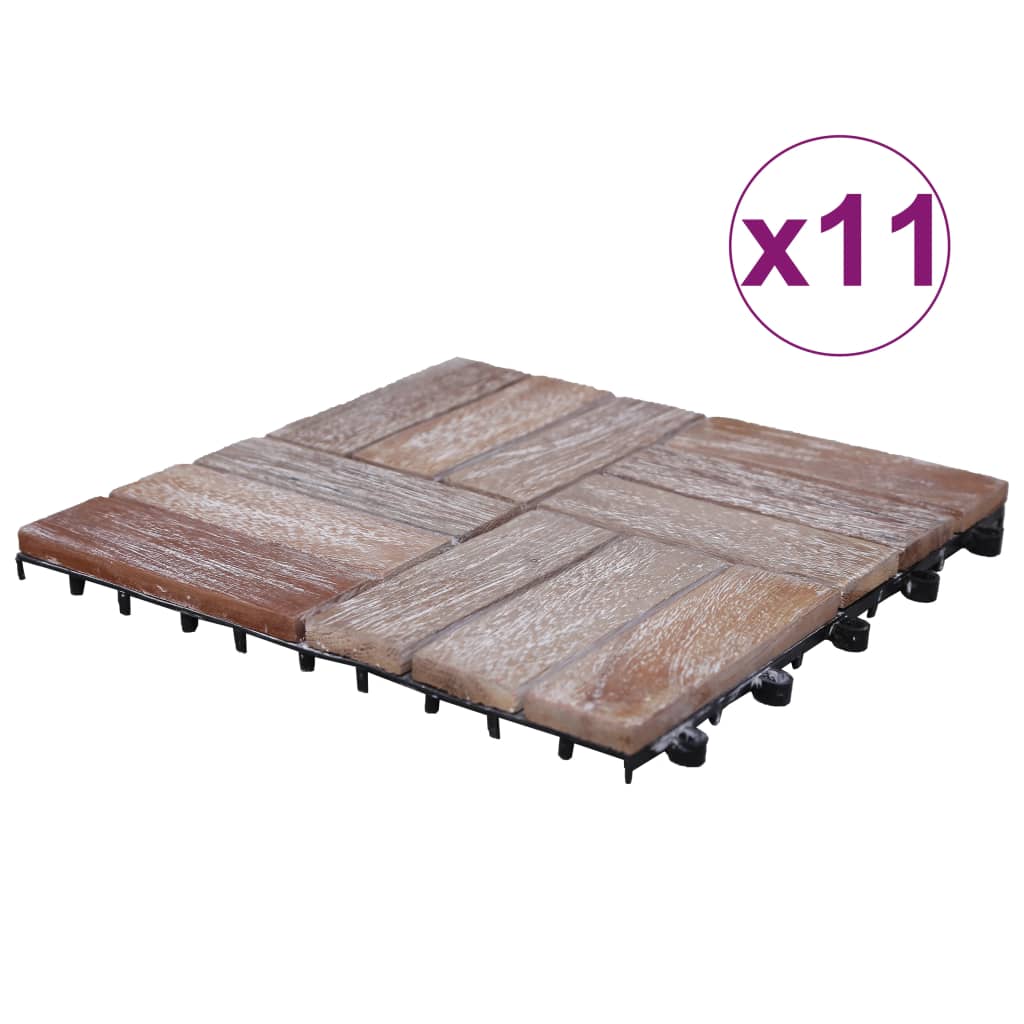 vidaXL Talne plošče 11 kosov 30x30 cm trden predelan les