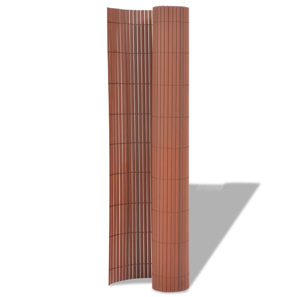 vidaXL Dvostranska vrtna ograja PVC 90x300 cm rjava