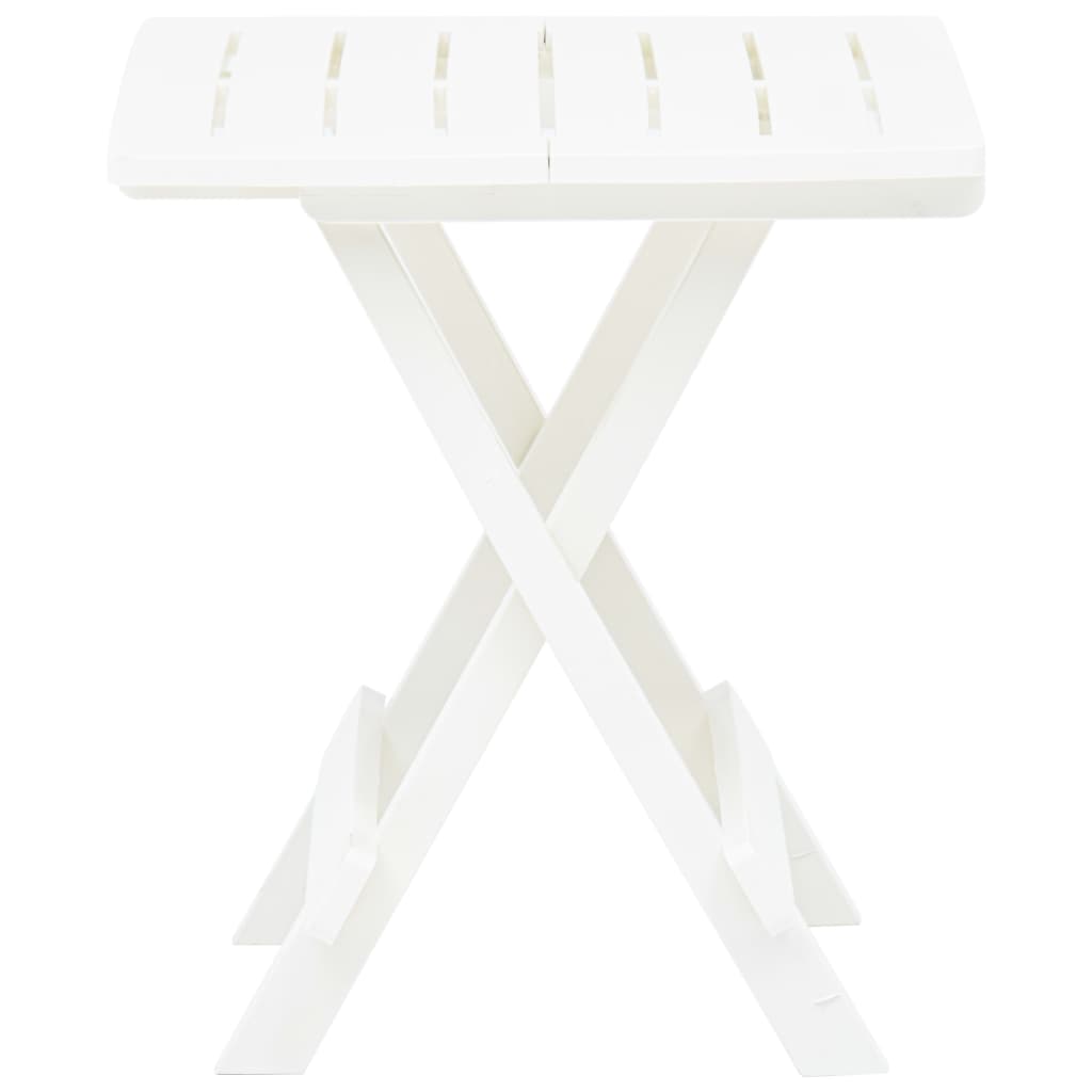 vidaXL Zložljiva vrtna miza bela 45x43x50 cm plastika