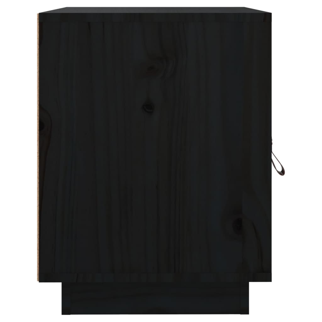 vidaXL Nočna omarica črna 40x34x45 cm trdna borovina