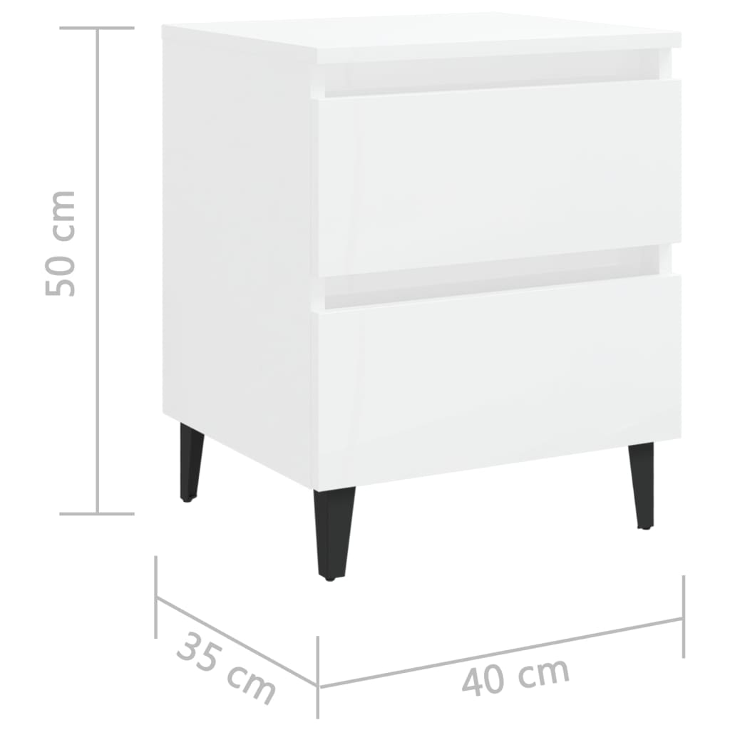 vidaXL Nočna omarica visok sijaj bela 40x35x50 cm iverna plošča
