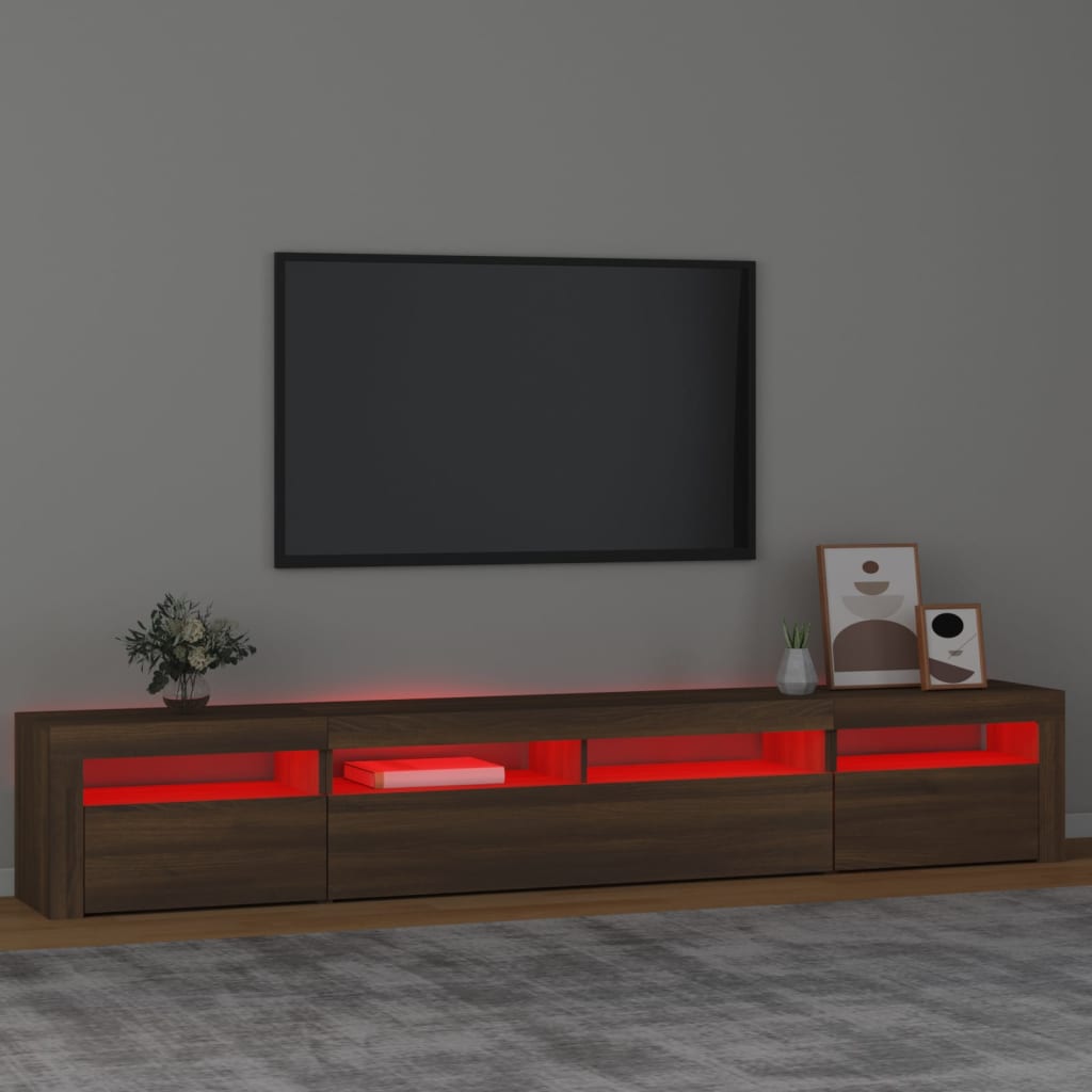 vidaXL TV omarica z LED lučkami rjav hrast 240x35x40 cm