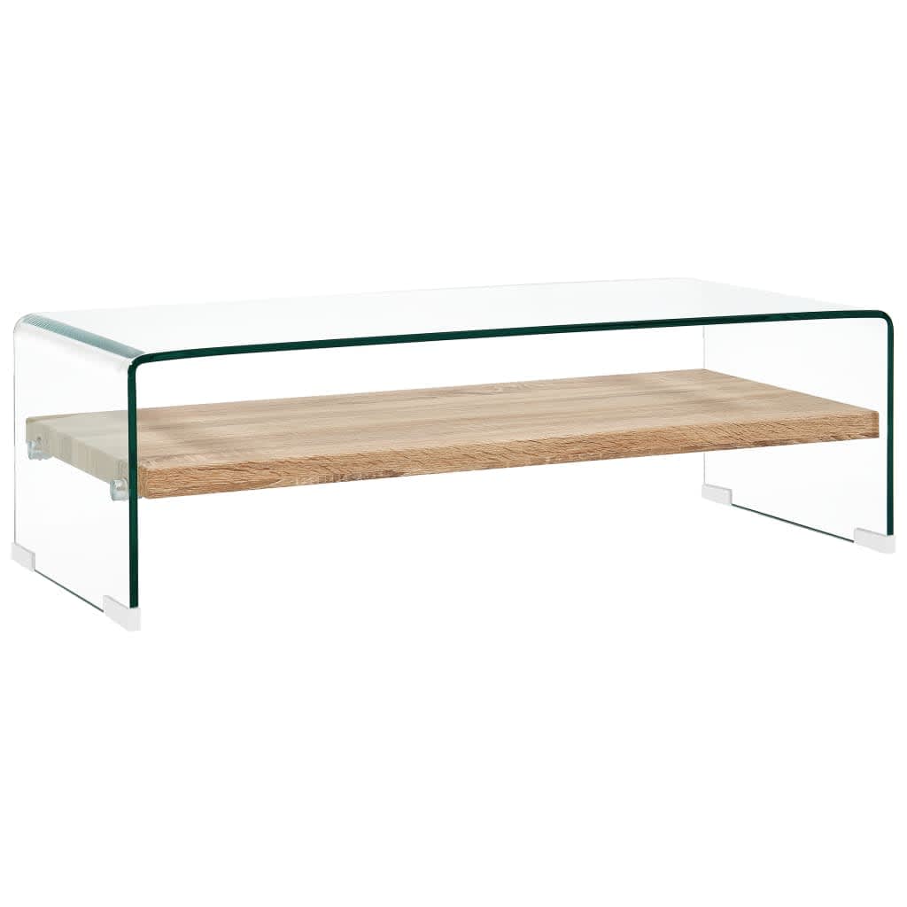 vidaXL Klubska mizica prozorna 98x45x31 cm kaljeno steklo