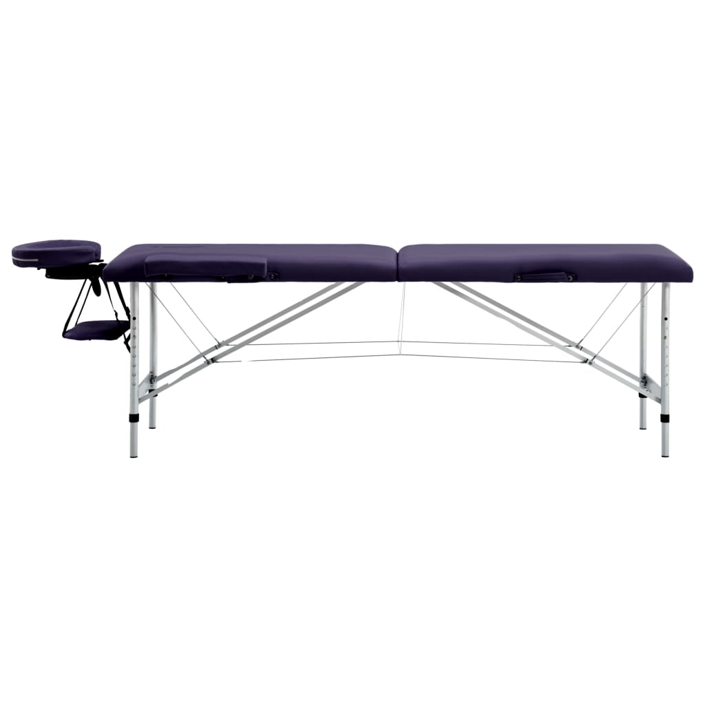 vidaXL Zložljiva masažna miza 2 coni aluminij vijolična