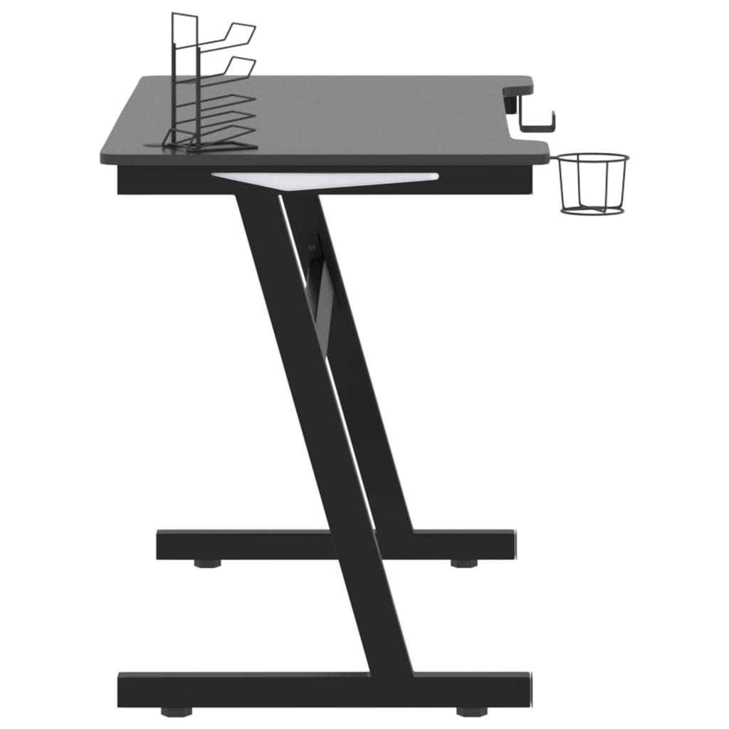vidaXL Gaming miza LED Z-oblike črna 110x60x75 cm