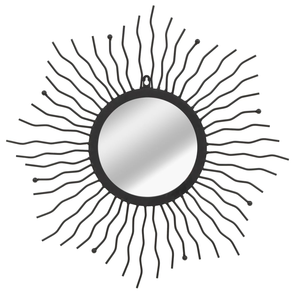vidaXL Stensko ogledalo sonce 60 cm črne barve