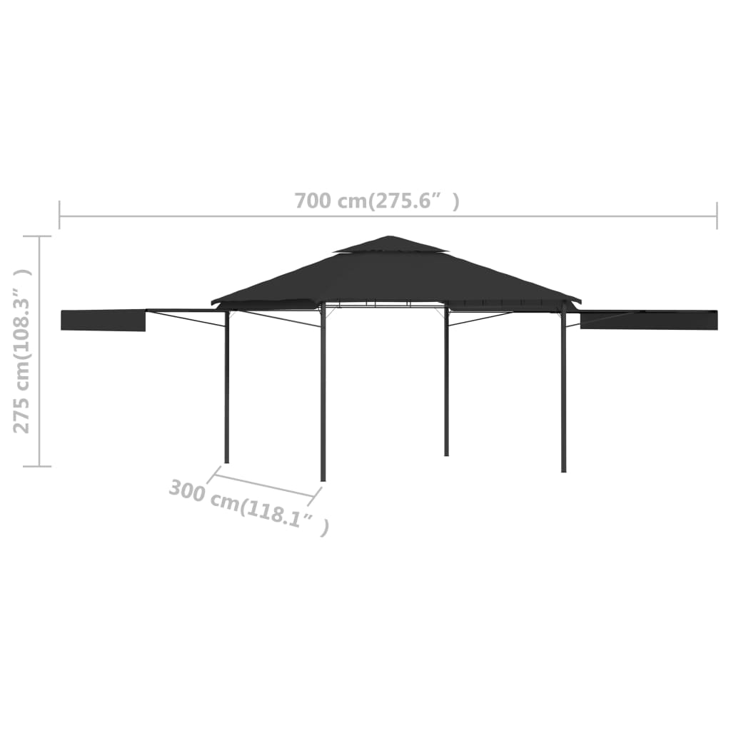 vidaXL Paviljon z dvojno raztegljivo streho 3x3x2,75m antracit 180g/m²