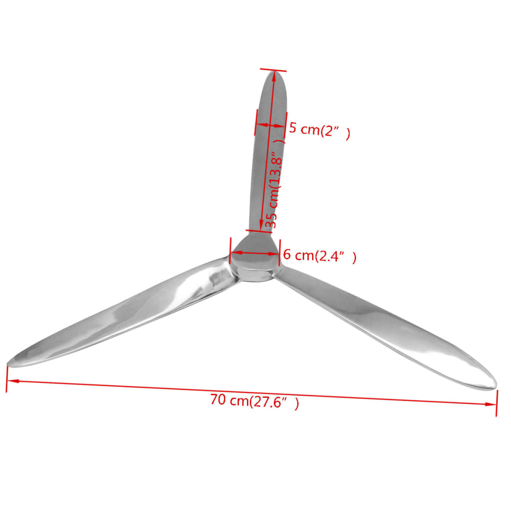 vidaXL Stenski propeler aluminij srebrne barve 70 cm