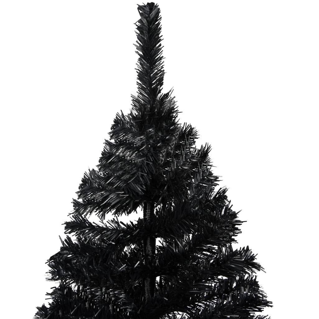 vidaXL Umetna osvetljena novoletna jelka s stojalom črna 210 cm PVC