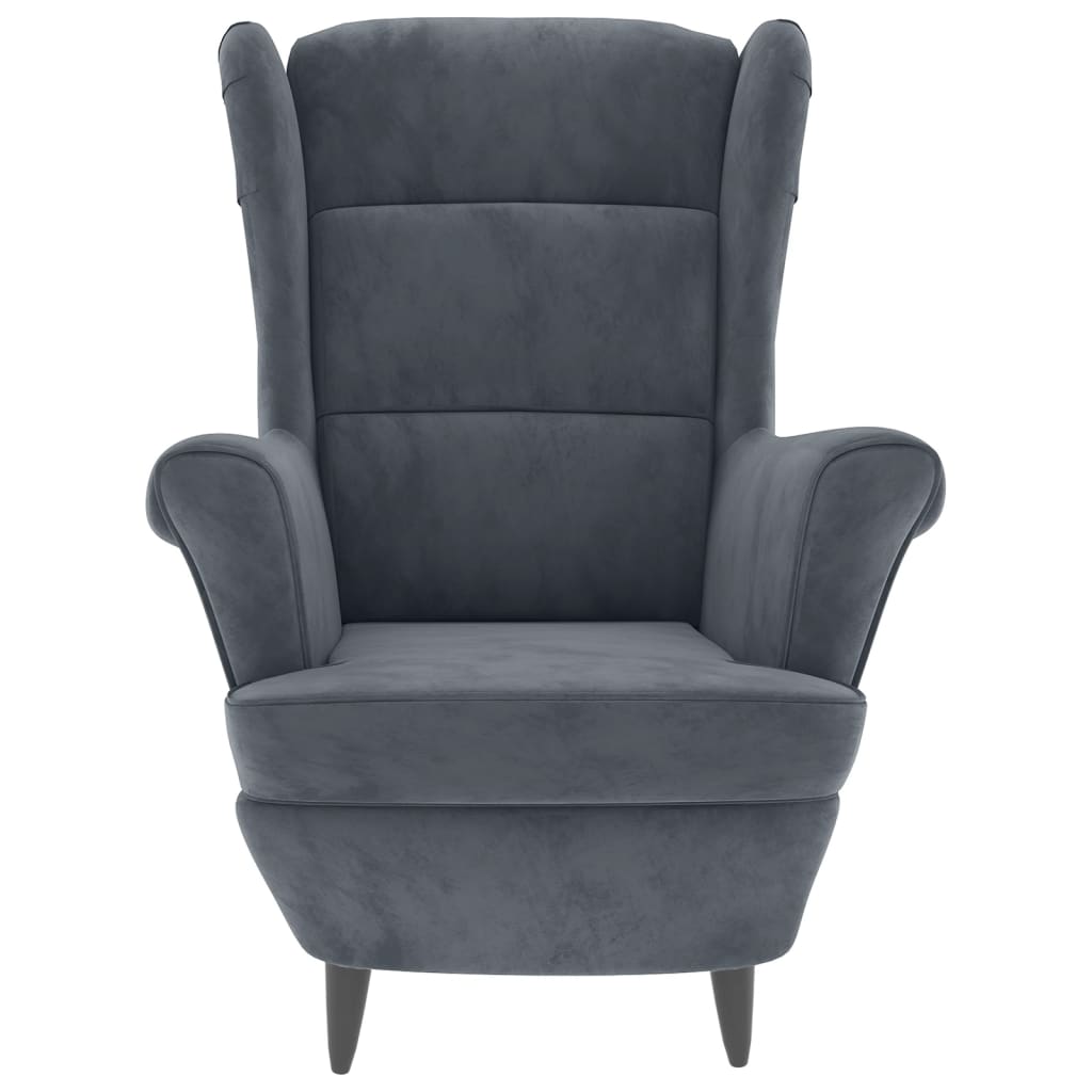 vidaXL Fotelj s stolčkom temno siv žamet