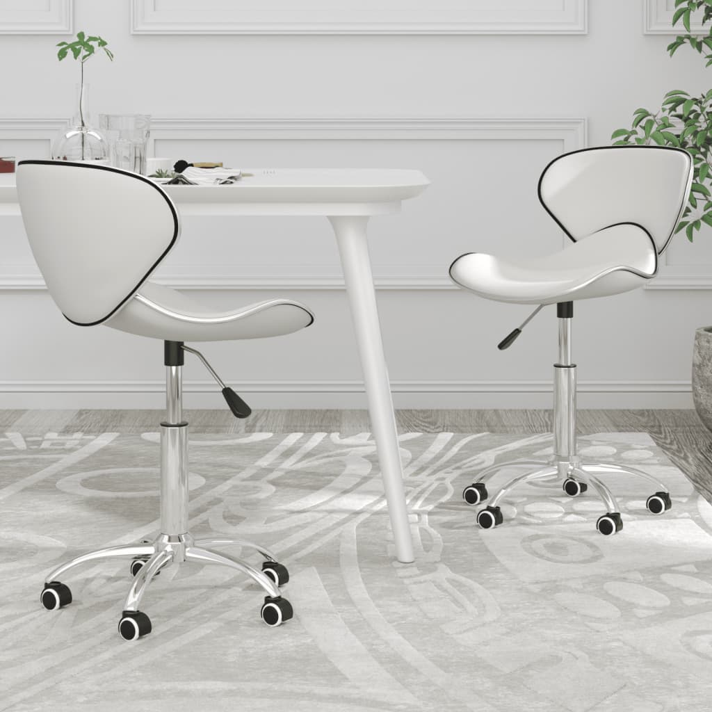 vidaXL Vrtljivi jedilni stoli 2 kosa belo umetno usnje