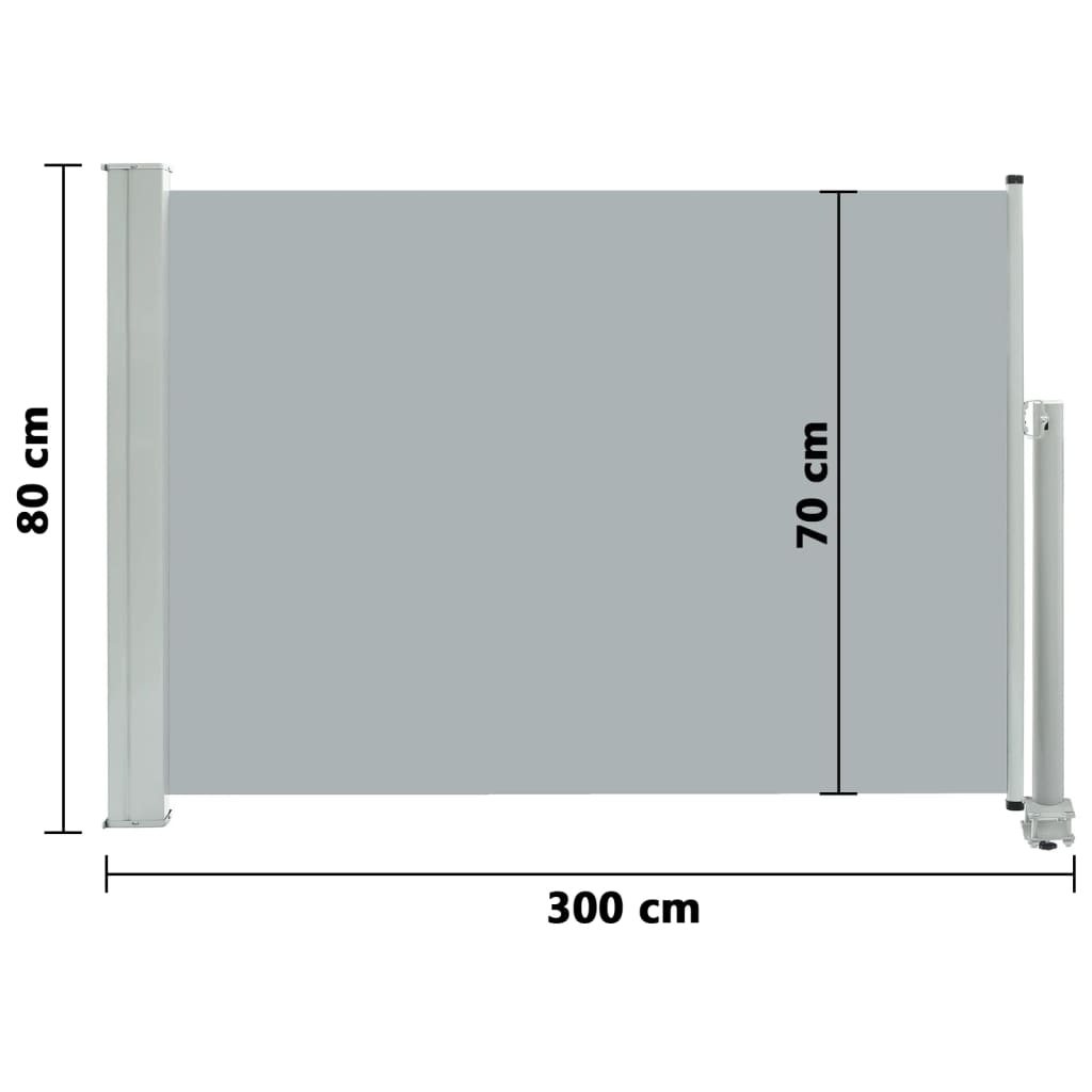 vidaXL Zložljiva stranska tenda za teraso 80x300 cm siva