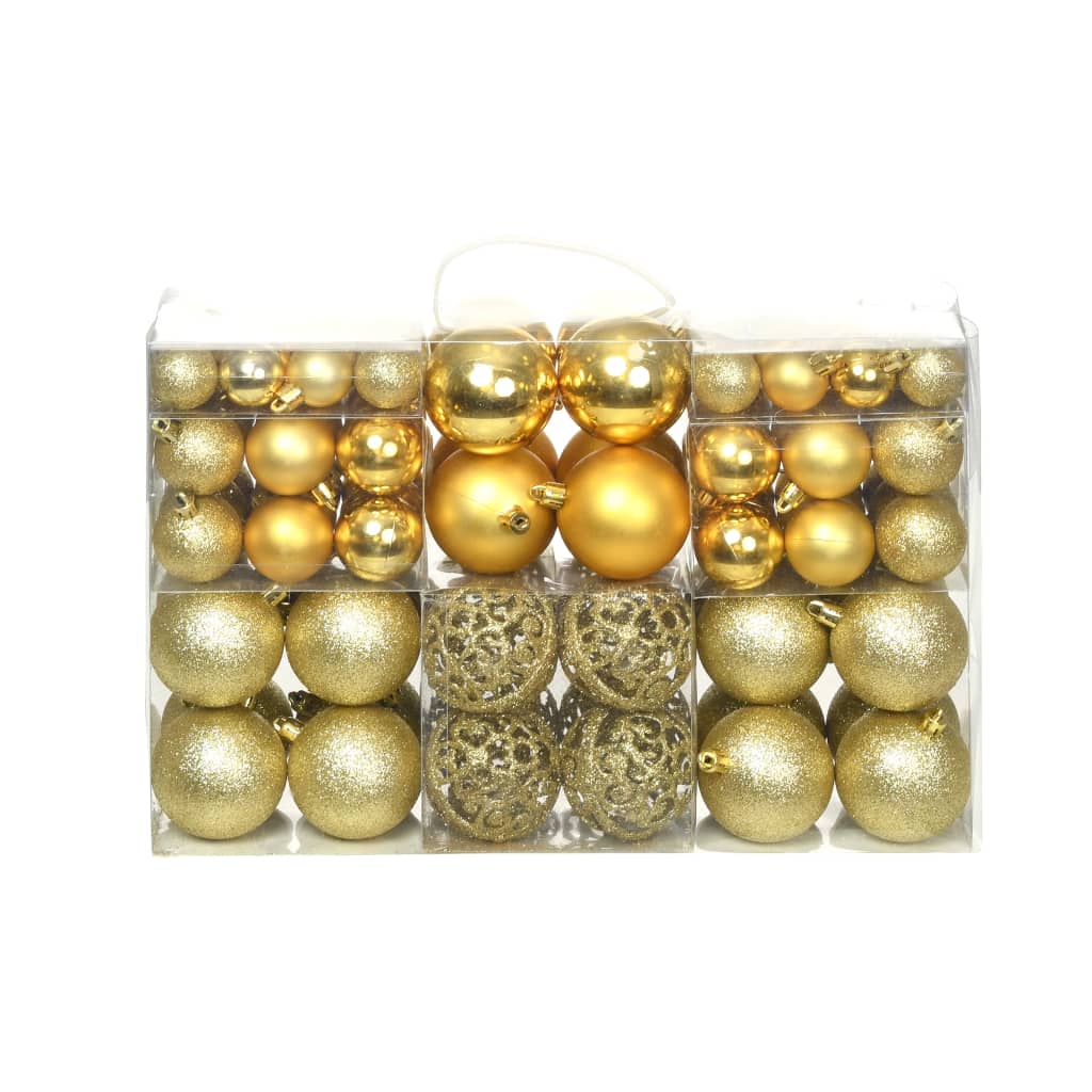 vidaXL Božično novoletne kroglice 100-delni komplet 3/4/6 cm zlate