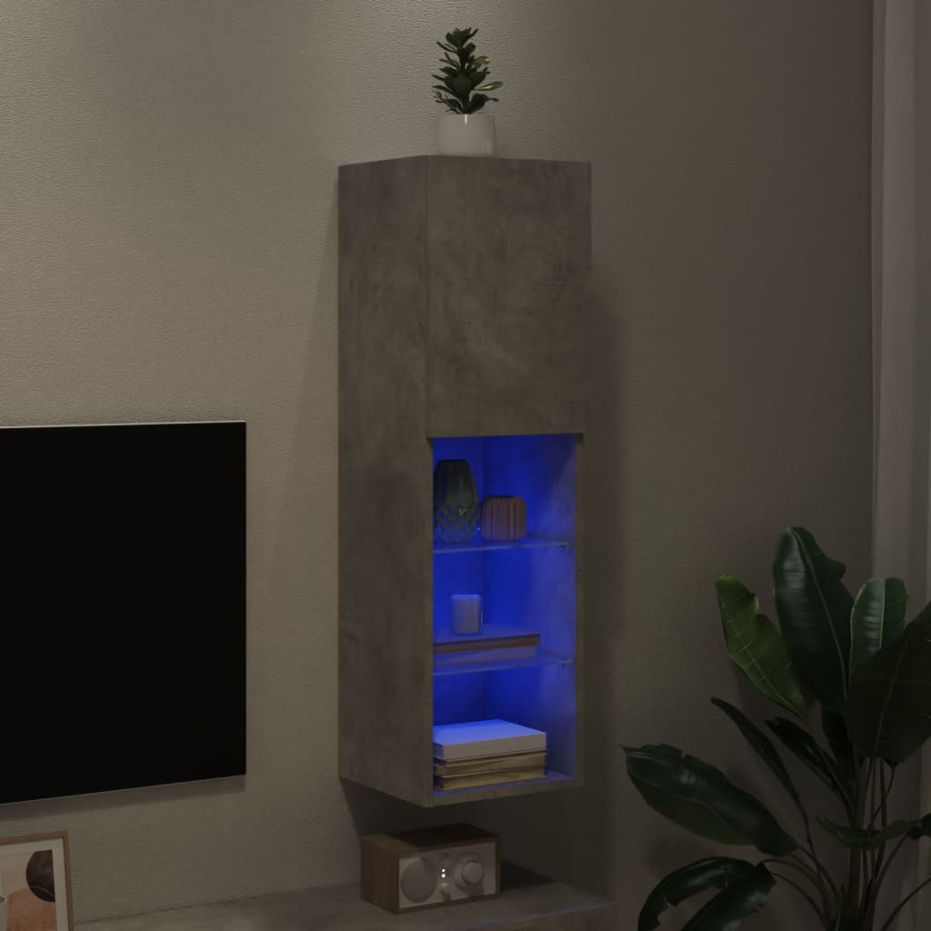 vidaXL TV omarica z LED lučkami betonsko siva 30,5x30x102 cm