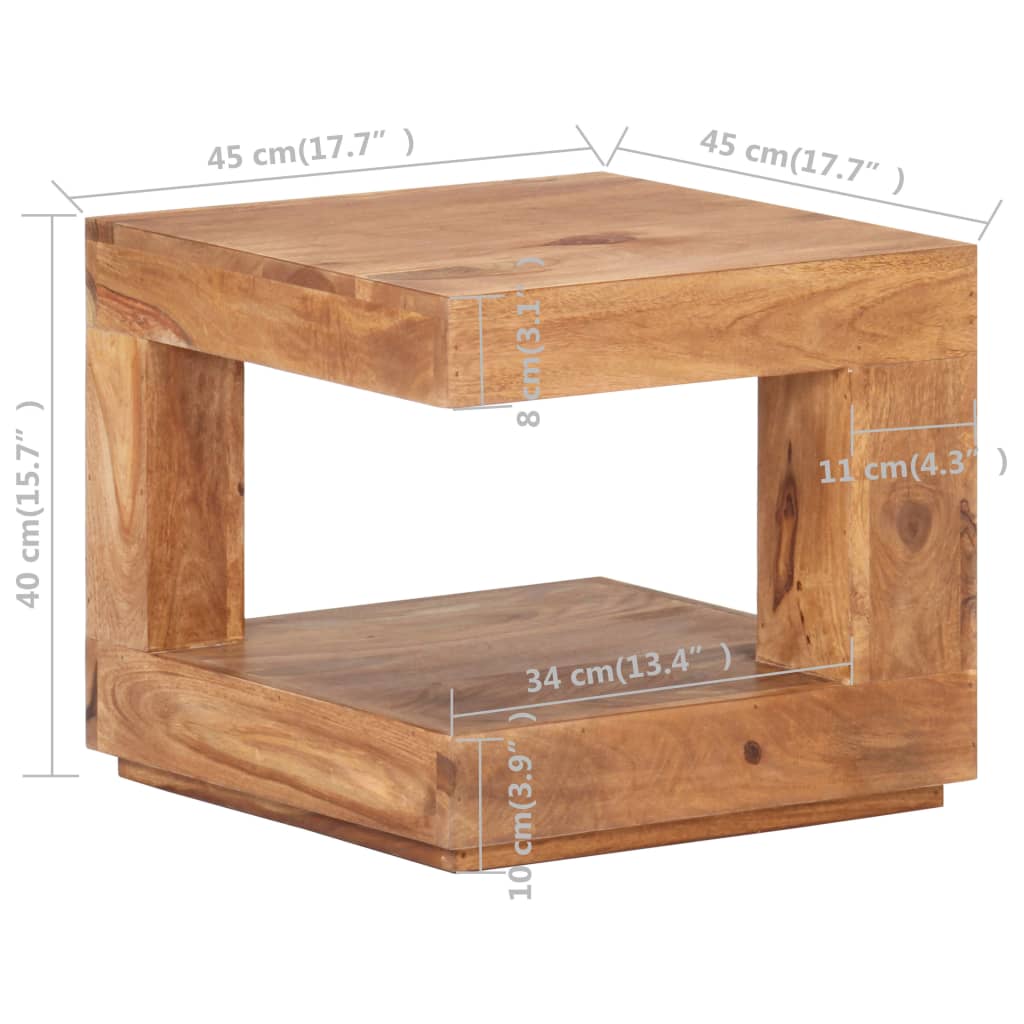 vidaXL Klubska mizica 45x45x40 cm trden akacijev les